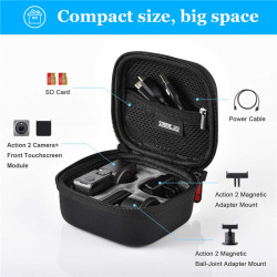 For DJI Action 2 Mini Storage Bag Portable Carrying Case Protector Box Camera Accessories Kit PU Handbag STARTRC Black