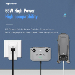 Battery Charger For Mavic 3 Series 65w Intelligent Fast Protection Adapt PD3.0/QC Remote Controller Drone Accessories USA Plug