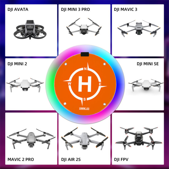 Landing Pad for DJI Avata/Mini 3 Pro/Mini 2/Mavic 2/Air 2S Drone Accessories Foldable 55cm LED Light Colorful Parking Apron Nail