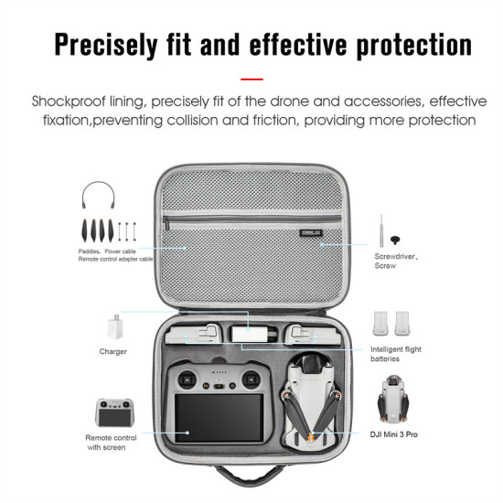 Portable Storage Bag DJI Mini 3 PRO Shoulder PU Handbag Carrying Case Waterproof Box Drone Accessories Storage Parts Protection