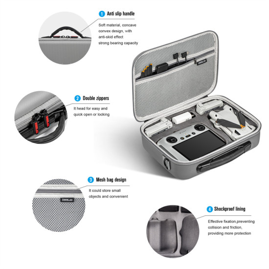 Portable Storage Bag DJI Mini 3 PRO Shoulder PU Handbag Carrying Case Waterproof Box Drone Accessories Storage Parts Protection