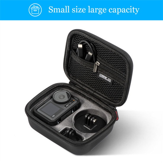 For DJI Osmo Action 3 Carrying Case Camera Handbag Accessories Black PU Storage Box Portable Hard Bag Battery Protector STARTRC