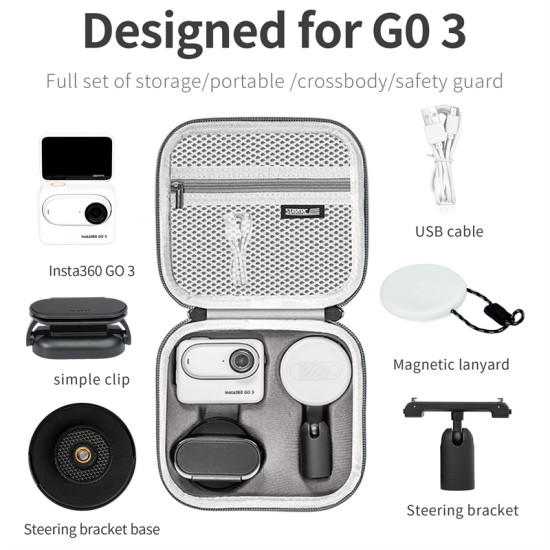 Storage Bag For Insta360 Go 3 Carrying Case STARTRC Scratchproof Handbag Hand Strap Protect Box Safe Sports Camera Accessories