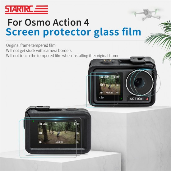 STARTRC Film for DJI Osmo Action 4 Screen Protector Camera Accessories Tempered Glass Protective Films Transparent Part Scratch