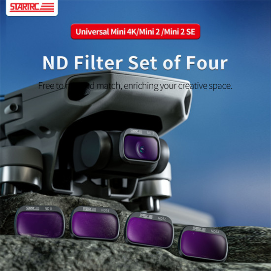 STARTRC Universal for DJI Mini4K Mini 2 Mini2 SE ND Filter Set of Four scratch, dust, and oil resistant filter set, pan tilt camera lens accessories