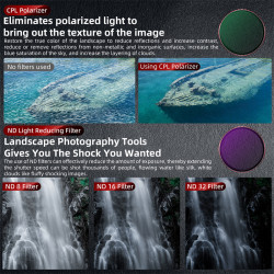 Action 5 pro filter sets various filters available:ND8 ND16 ND32 CPL