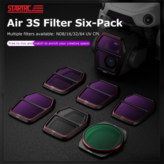 For Air 3S Filter Six- Pack Multiple filters available: ND8  ND16  ND32  ND64  UV  CPL