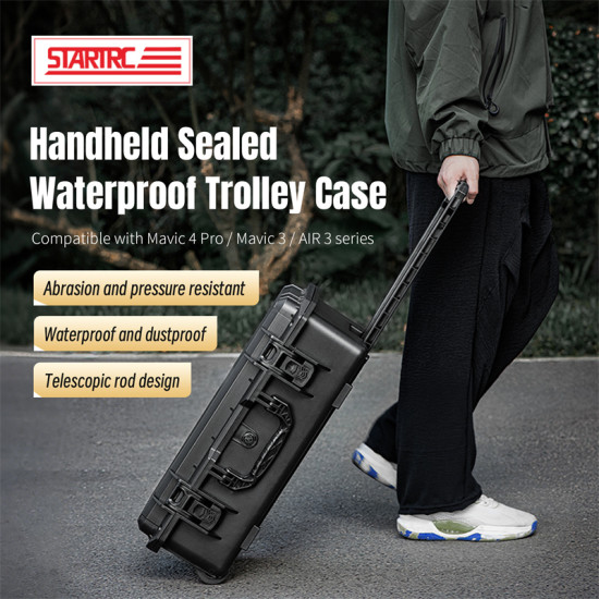 STARTRC Handheld Sealed Waterproof Trolley Case Compatible with Mavic4Pro/Mavic3/AIR3series Sturdy, Durable, All-Round Protection. Shockproof, Crush/Scratch/Dust-Resistant. Trolley Design.