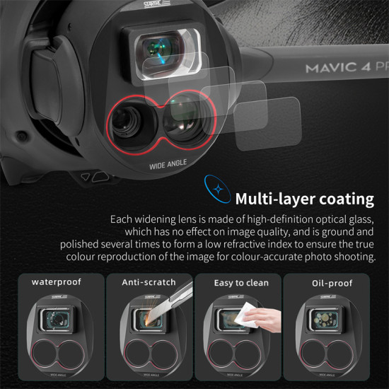 STARTRC For Mavic 4 Pro Wide-Angle Lens wide-angle view of the world A New Era of Wide-Angle Photography High-definition wide-angle optical glass with multi-layer coating, ultralight clip design.