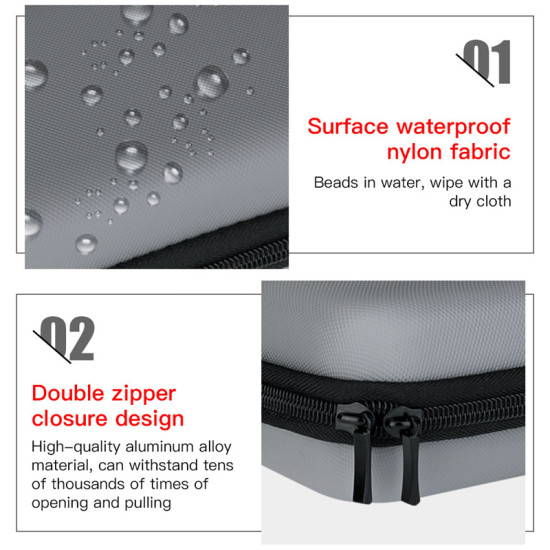 For DJI Action 2 Portable Case Accessories Bag Hard Cover Storage Box Handbag Parts Waterproof Black Nylon Grey PU