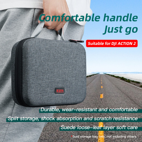 For DJI Action 2 Handbag Sports Camera Storage Bag Gray Carrying Case Portable Shockproof and Large Capacity Box Accessories