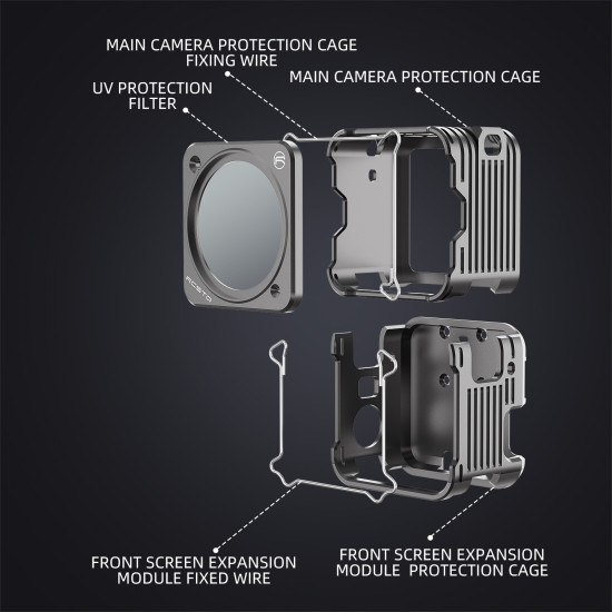 Cage Filter For DJI Action 2 Aluminum Alloy Protect Main Camera UV Protection Fixed Iron Wire RCSTQ Accessories Kit Parts Combo