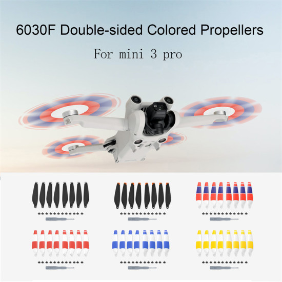 Propeller For Mini 3 Pro Color Screw 8pcs Noise Windstick Lightweight Airscrew Drone 6030F Double-sided Blade Accessories Parts