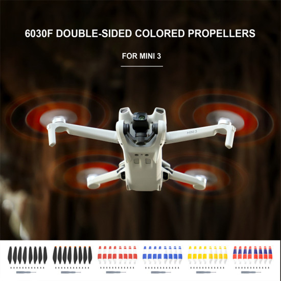 For DJI Mini 3 8pcs Propellers 6030F Lightweight Airscrew Low Noise Color Blade Accessories Double Side Plastic Drone Parts Combo
