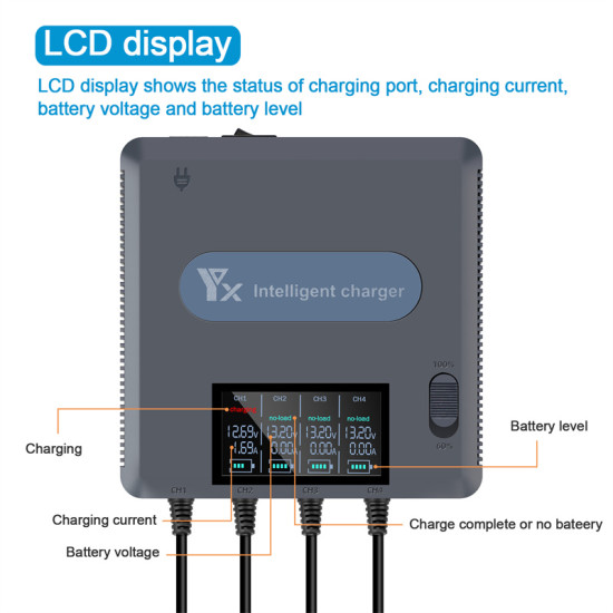 YX Digital Display Charger For DJI Mavic AIR 2/2S Use FCC UL/CE GS/BS/SAA Drone Battery 13.2V/2.0A USB Accessories Kit Combo 