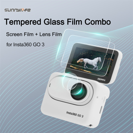 Screen Lens for Insta360 GO 3 Accessories Sunnylife Camera Tempered Glass Protector HD Clear Part Protective Film Scratch-proof