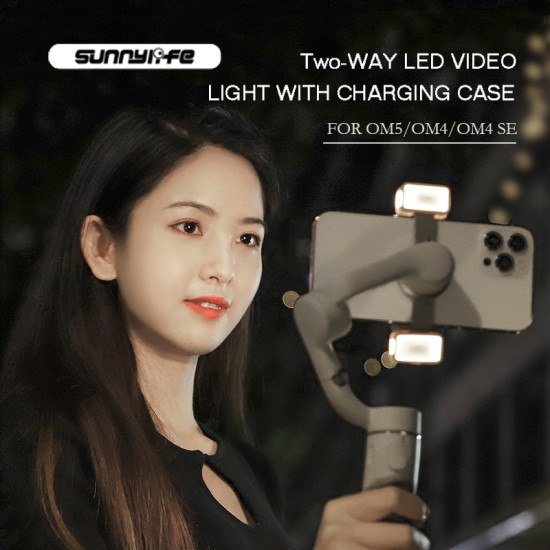 For DJI OM 5/4/4 SE Two-way LED Video Light with Charging Case Tri-color Dimmable Portable Fill Lamp Photography Sunnylife L375 