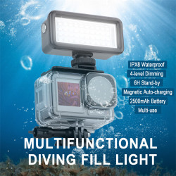 Dive Fill Light for Insta360/Action 3/GoPro 10 Accessories Lamp 40m Waterproof Video Rechargeable Underwater Photography Scuba 