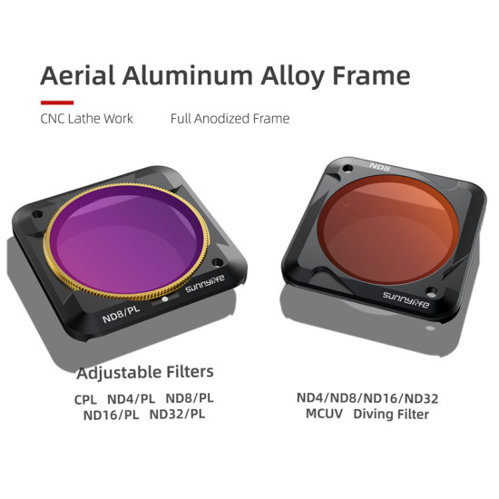 Sunnylife Lens Filter for DJI ACTION 2 Action Camera Magnetic Adjustable Filters Set Accessories Kit ND Diving MCUV CPL