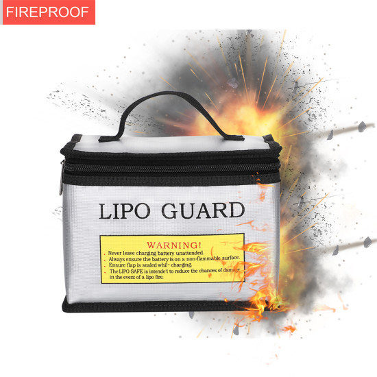 Fireproof Explosionproof Lipo Safe Bag for Lipo Battery Storage and Charging , Large Space Highly Sturdy Double Zipper Lipo Battery Guard (215*115*165MM)