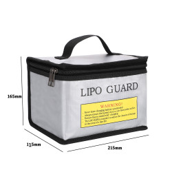 Fireproof Explosionproof Lipo Safe Bag for Lipo Battery Storage and Charging , Large Space Highly Sturdy Double Zipper Lipo Battery Guard (215*115*165MM)