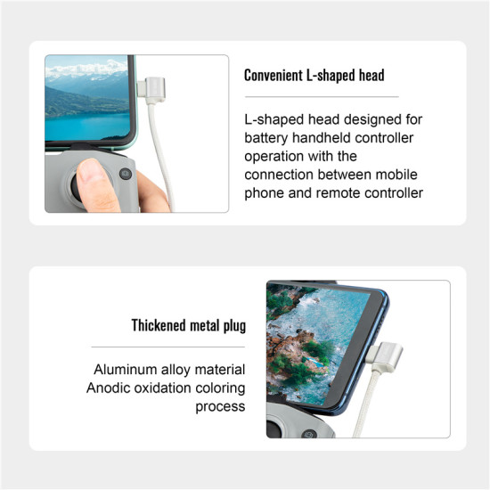 For DJI MINI 2/ FPV/ POCKET 2 / MAVIC AIR 2S/Air 2/ OSMO Pocket Nylon Data Cable 30cm TYPE C IOS  Wire Flex Line 1pc