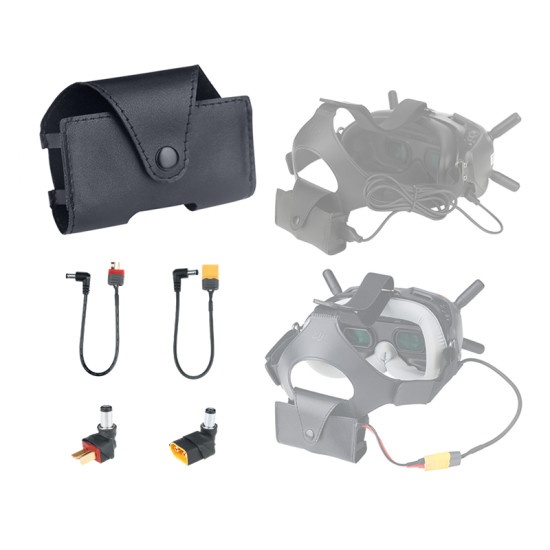 For DJI FPV Goggle V2 Battery Storage Bag on Headband PU Leather T Plug XT60 Head DC Cable Accessories Spare Parts Combo RCSTQ