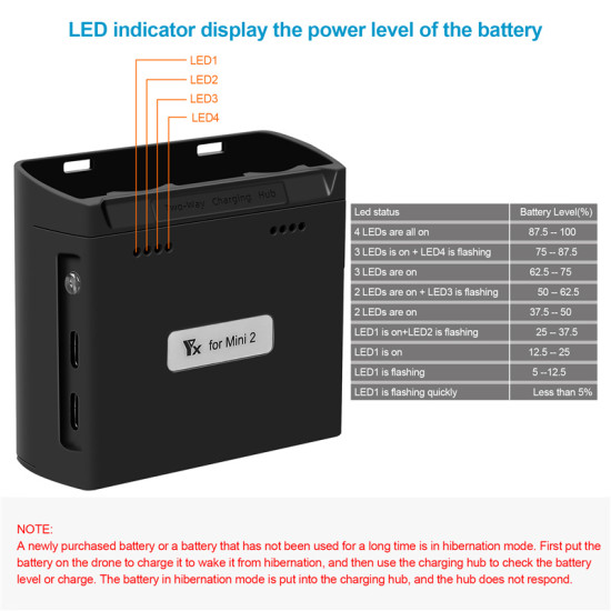 For DJI Mini 2 / Mini SE Charging Hub Charger Station Accessories Kit Drone Lipo Battery Spare Parts Black Grey