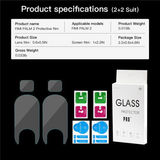 Camera Lens Film 6pcs for FIMI PALM 2 Accessories Protective HD Glass Protector 2 Sets 9H High hardness Spare Parts Combo