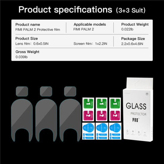 Camera Lens Film 6pcs for FIMI PALM 2 Accessories Protective HD Glass Protector 2 Sets 9H High hardness Spare Parts Combo