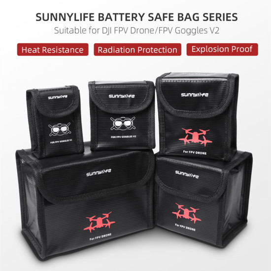 LiPo Safe Bag for DJI FPV Drone Goggles V2 Battery Accessories Explosion-Proof Storage Protective Fireproof Case Spare Parts