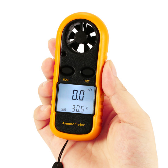 GM816 Digital Handheld Anemometer with LCD Display for Measuring Wind Speed, Temperature and Wind Chill 
