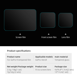 Protective Film for GoPro Hero9 HD Tempered Glass Screen Protector forGoPro Hero9 Sports Camera Accessories