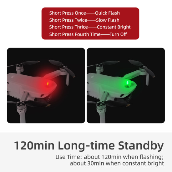 4pcs Night Flight Light Strobe Flash Mini Lamps Navigation Lights for DJI Mavic Mini 2 Mavic Air  Air 2S 2 FIMI X8SE EVO II 