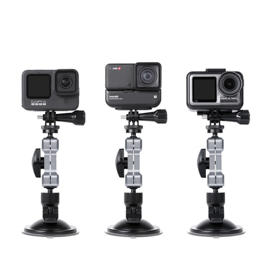 Aluminum Car Sucker Mount for DJI Pocket 2 GoPro 9 Insta 360 One X2 Fimi Palm Angles Adjustable Suction Cup Bracket Phone Holder 