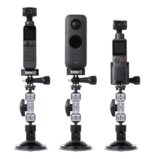 Aluminum Car Sucker Mount for DJI Pocket 2 GoPro 9 Insta 360 One X2 Fimi Palm Angles Adjustable Suction Cup Bracket Phone Holder 
