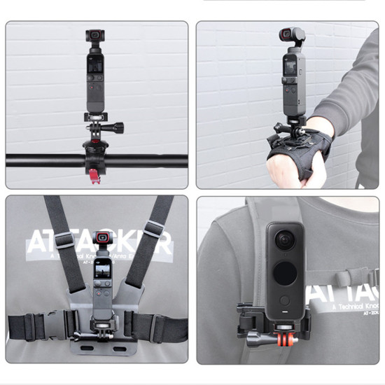 Aluminium Adapter for DJI Pocket 2 Accessories Bicycle Clip Holder Backpack Clamp Mount Fixed Base Sunnylife Spare Parts Combo